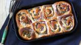 Turkey, stuffing and cranberry Chelsea buns