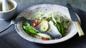 Steamed sea bass with a rice noodle salad