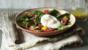Bacon, egg and spinach salad with roasted tomatoes