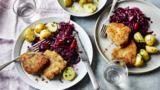 Icelandic breaded lamb chops with spiced red cabbage