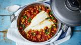 Pollack, chorizo and chickpea stew
