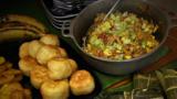 Saltfish and ackee with fried dumplings