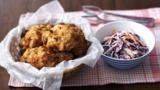 Southern-fried chicken and coleslaw