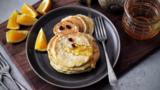 Snowman pancakes with orange and spice