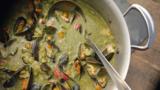 Summer vegetable soup with mussels