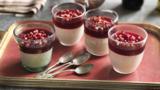 Vanilla and yogurt panna cotta with pomegranate jelly