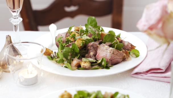 Chargrilled steak with beer, mustard and watercress salad