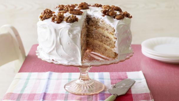 Mary’s frosted walnut layer cake