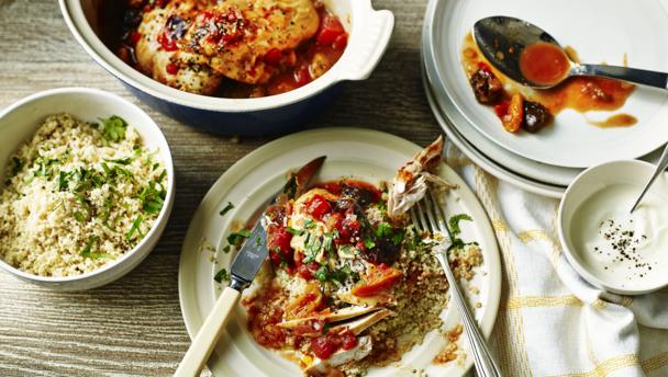 Moroccan-style chicken with couscous and yoghurt