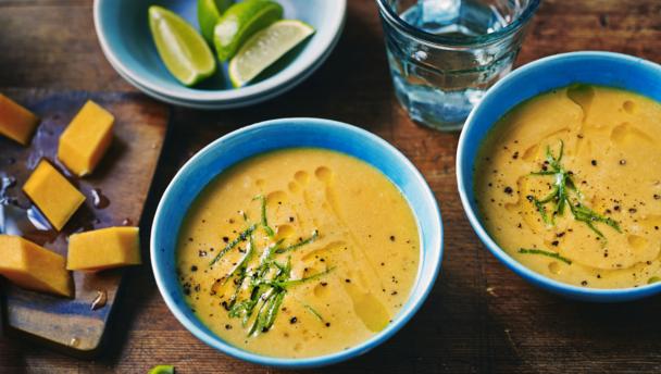Make-and-freeze butternut squash and lime soup