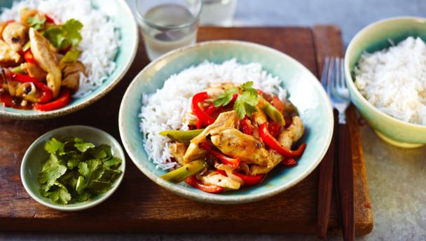 Stir fried chicken with black bean sauce