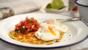 Mexican sweetcorn pancakes, poached eggs and salsa