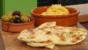Naan bread with squash and tahini dip