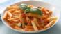 Pasta with tomato sauce, mozzarella and basil